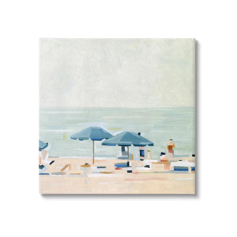 Stupell Industries Au-414-Canvas " Modern Summer Coast Beach Day " by Emma Scarvey Painting Print
