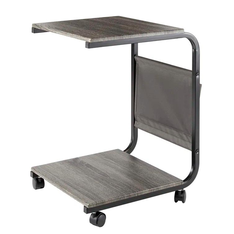 Seville Classics C Shaped End Table TV Tray on Wheels