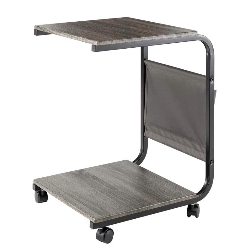 Seville Classics C Shaped End Table TV Tray on Wheels