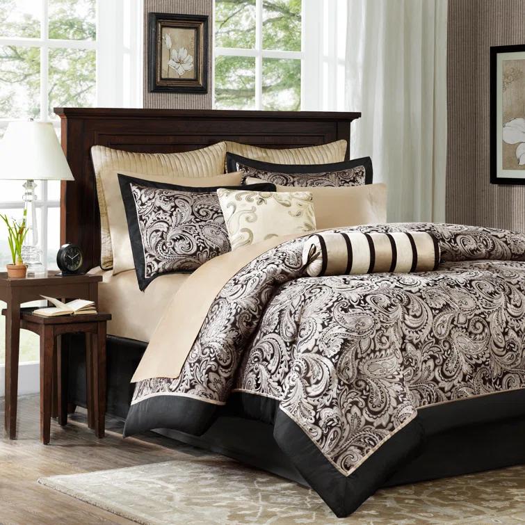 Madison Park Aubrey 12 Piece Comforter Set with Cotton Bed Sheets