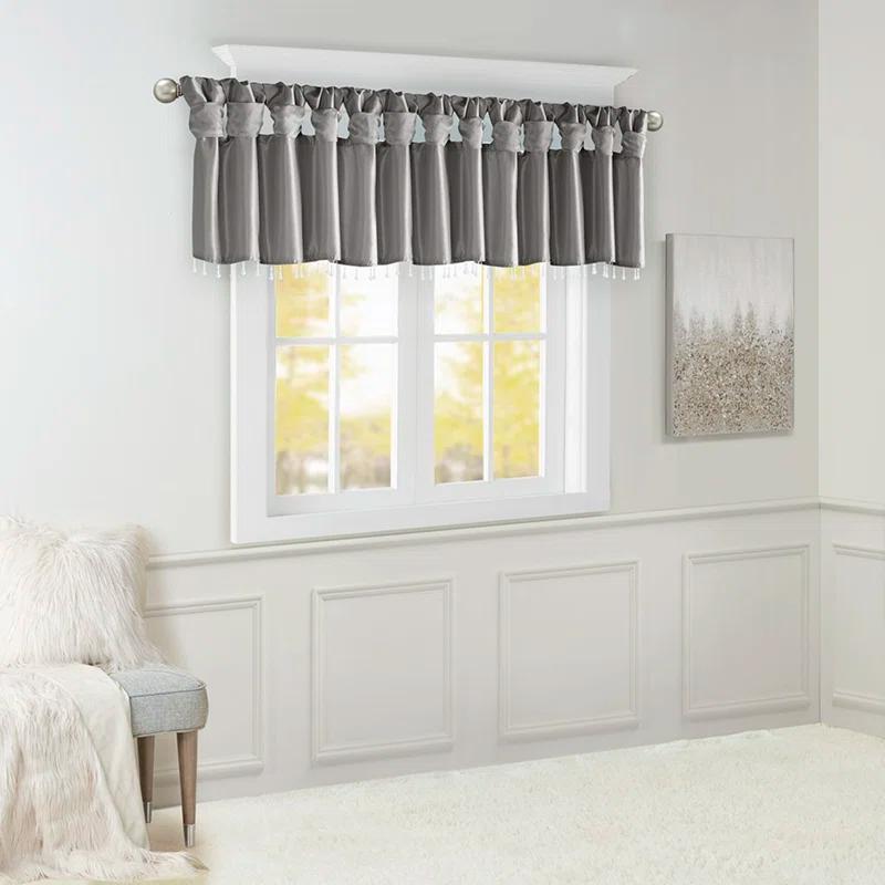 Madison Park Emilia Lightweight Faux Silk Single Valance with Beads