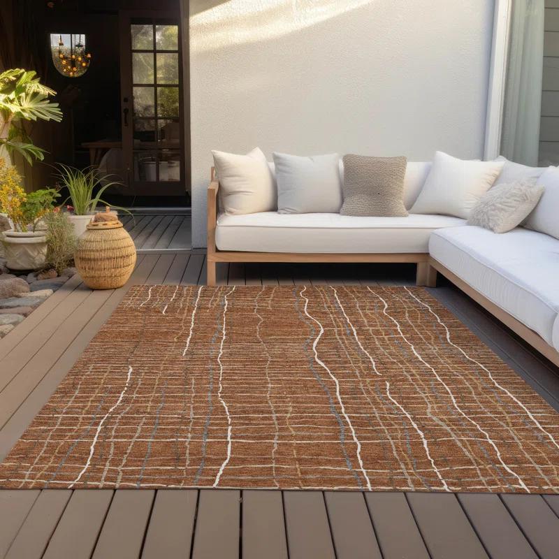 Machine Washable Indoor/Outdoor Chayden ACN998 Paprika Rug