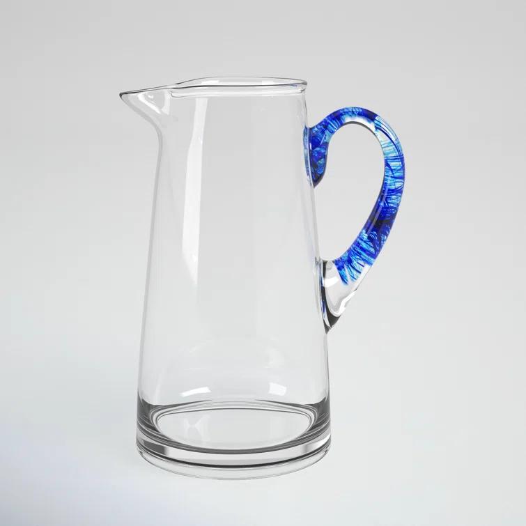 Libbey Cabos Blue-Handled Glass Pitcher, 90-ounce