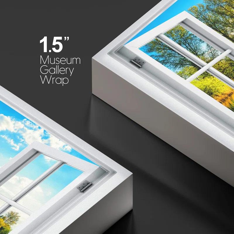 IDEA4WALL Window Scenery Green Peaceful Lake Natural Landscape Photography Pictures Canvas Print Wall Art