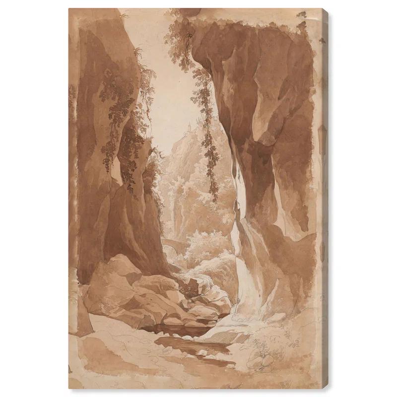 Art Remedy Cliffs Overhanging a River Canvas Vintage Landscape Art by Art Remedy