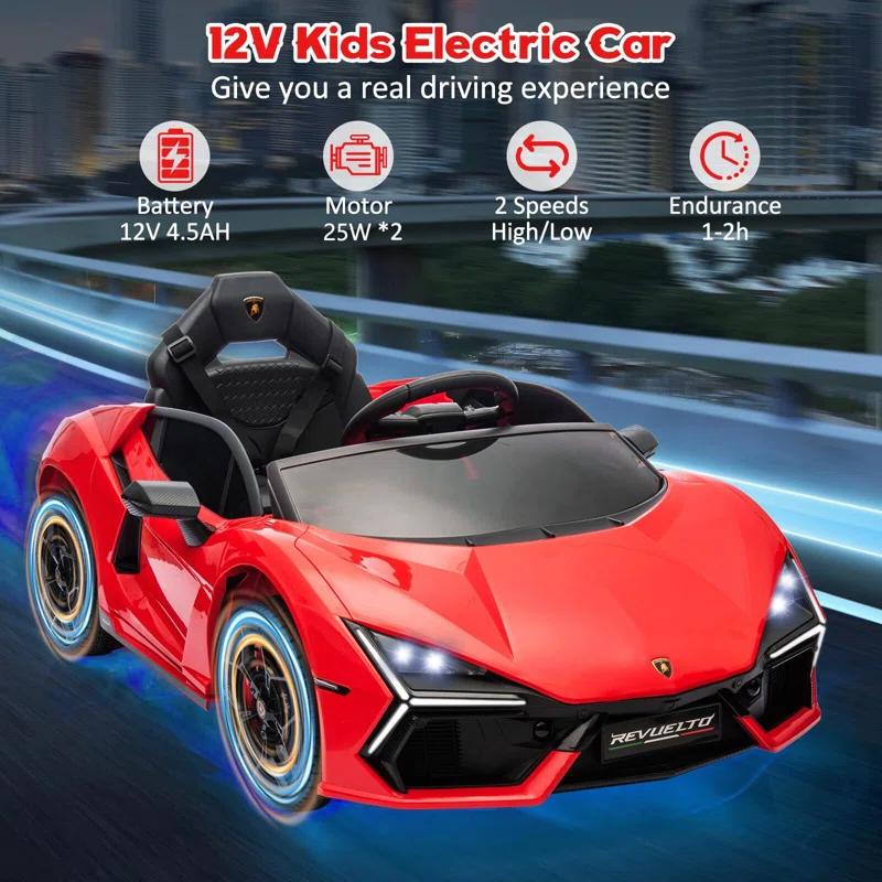Hetoy 12V Kids Ride On Car, Licensed Lamborghini Revuelto Electric Car For Kids