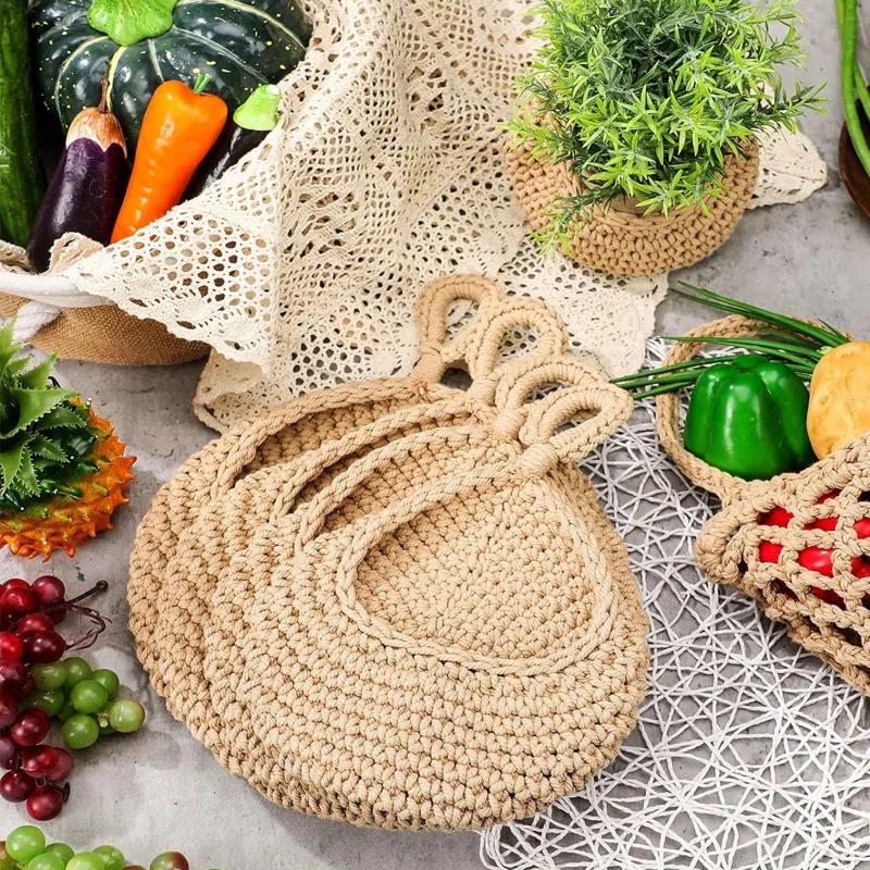 Hanging Fruit Baskets For Kitchen, 3 Pack Wall Hanging Fruit Baskets Boho Hanging Wall Basket, Hanging Kitchen Baskets For Fruits, Vegetables And Onion Storage (Set of 3)