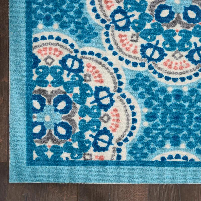 Floral Blue Outdoor Area Rug