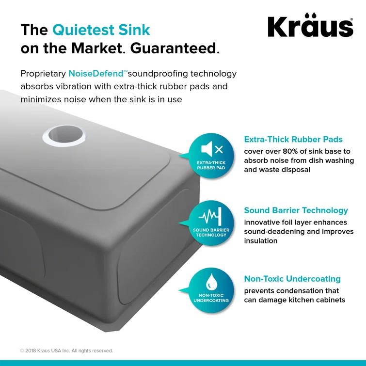 KRAUS Standart PRO™ Undermount 16 Gauge Stainless Steel Kitchen Sink