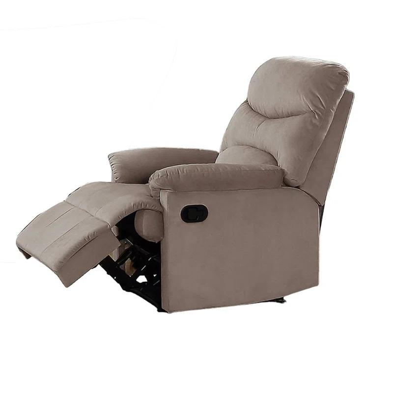 Benjara Karry Manual Recliner Chair, Cushioned Velvet, Solid Wood