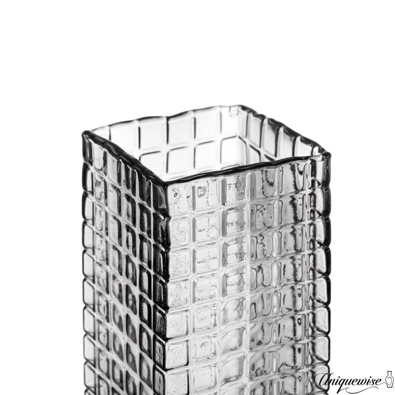 Uniquewise Set Of 10 And 12-Inch Square Frosted Gray Glass Table Vases - A Timeless Centerpiece For Dining Tables, Living Rooms, Bedrooms, Hotel Reception Areas And Conference Rooms, Ideal For Wedding Decor