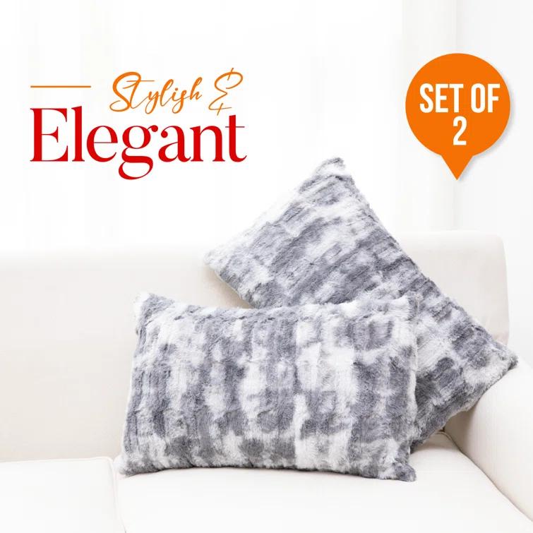 Cheer Collection Geometric Faux Fur Throw Pillow
