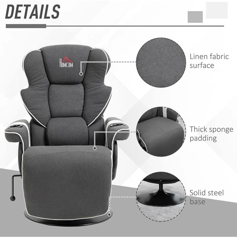 HomCom Faux Leather Manual Swivel Ergonomic Recliner | Wayfair