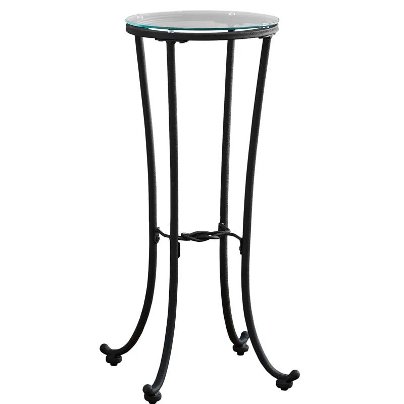 Red Barrel Studio® Accent Table, Side, End, Plant Stand, Round, Living Room, Bedroom, Metal, Black, Clear