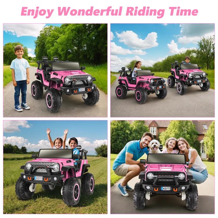 Ancheer 24V Real 2 Seater Ride On Toys Electric SUV Jeep Car With Remote Control,2WD/4WD Switchable, 4X100W Motor, Bluetooth, Music, USB, Lights