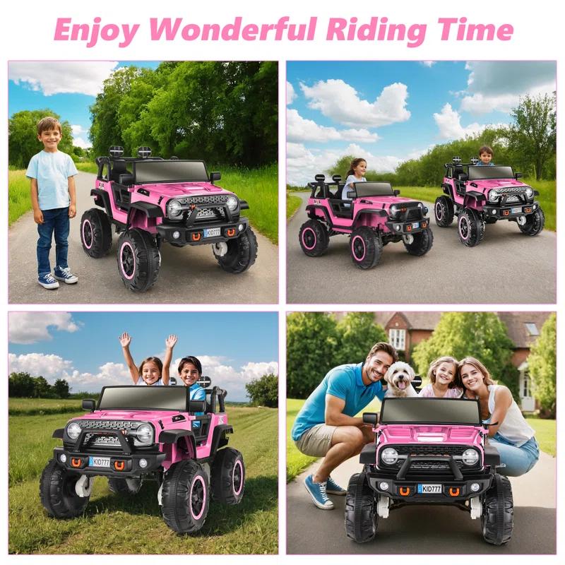 Ancheer 24V Real 2 Seater Ride On Toys Electric SUV Jeep Car With Remote Control,2WD/4WD Switchable, 4X100W Motor, Bluetooth, Music, USB, Lights