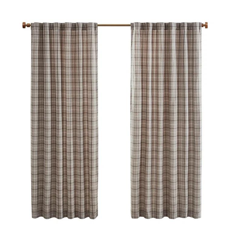 Anaheim Woven Plaid Room Darkening Thermal Fleece Lined Single Curtain Panel