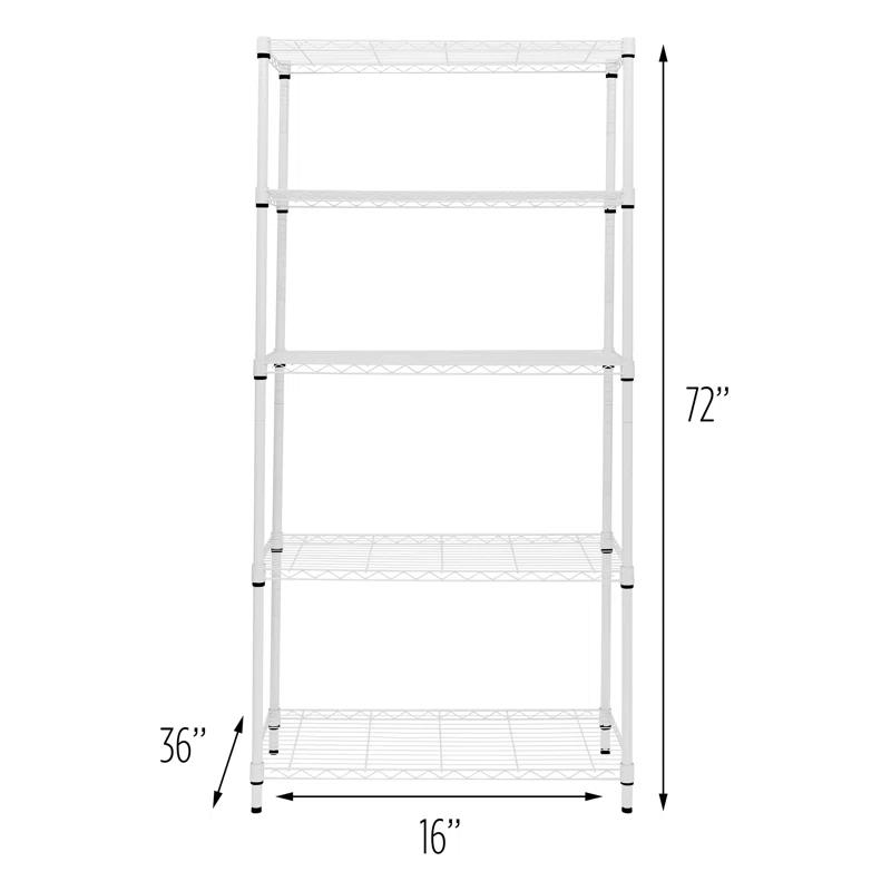 Honey Can Do 5-Tier Metal Height-Adjustable Shelving Unit (36" W X 72" H x 16" D)