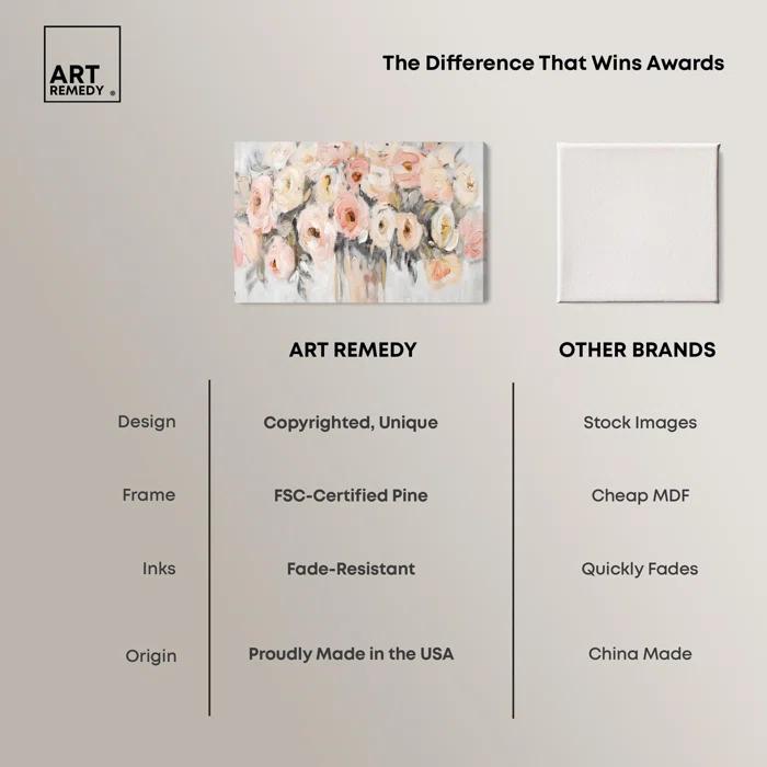 Art Remedy Coral Blush and Beige Floral Canvas Glam Floral Art by Art Remedy