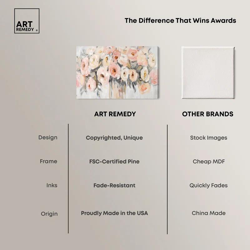 Art Remedy Coral Blush and Beige Floral Canvas Glam Floral Art by Art Remedy