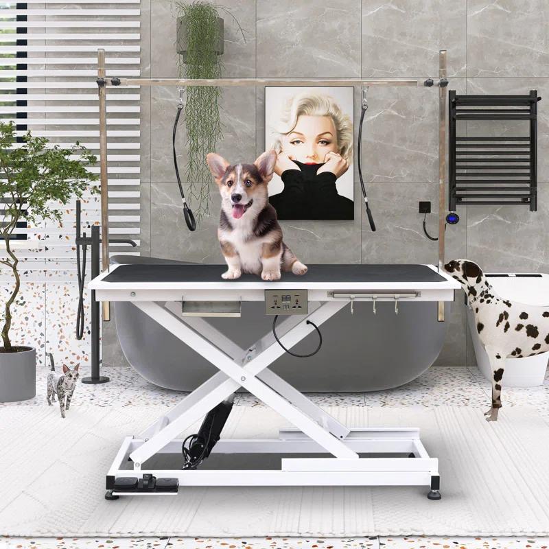 SoarFlash 36'' H x 49.6'' W x 26'' D Metal Adjustable Dog Electric Grooming Table