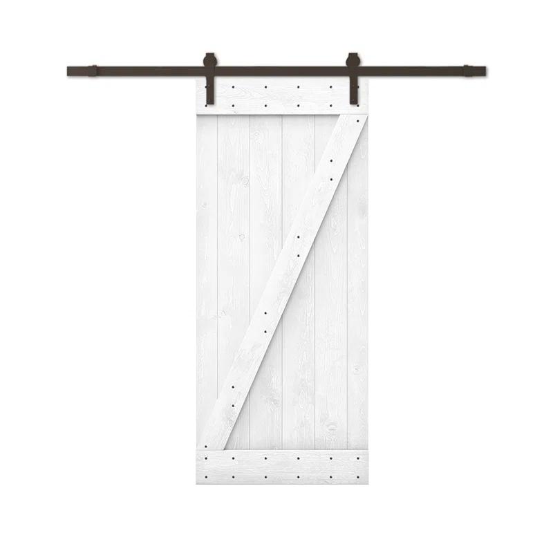 TMS 28'' x 84'' Solid Wood Paneled Painted with Installation Hardware Kit Barn Door