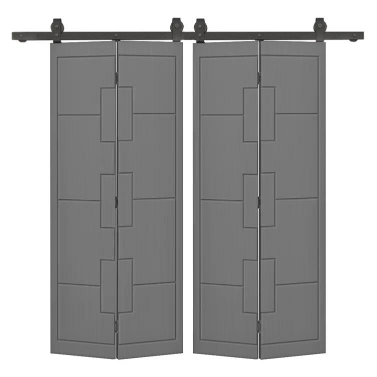 Calhome Modern Bi-Fold Double Barn Door with Sliding Hardware Kit