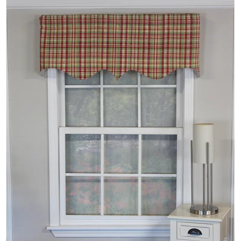 RLF Home Plaid Cotton Pointed 50'' W Window Valance