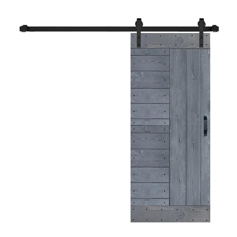IsLife L Series Paneled Solid Wood Sliding Barn Door with Installation Hardware Kit -Assembly Needed