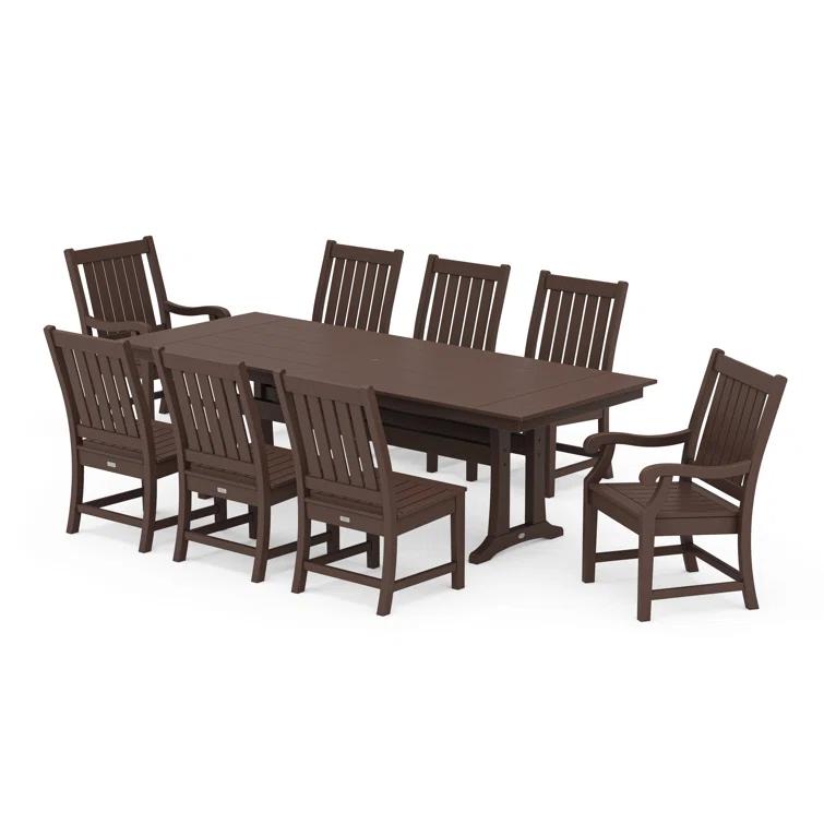 Oxford 9-Piece Farmhouse Dining Set with Trestle Legs