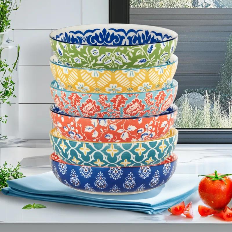 Panache Set of 6 Soup Pasta Bowl 6 asst 9.25in Diam x 2.25in 40oz (Set of 6)
