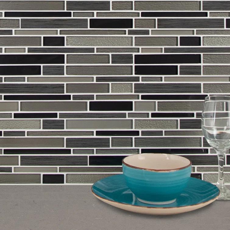 Ackland Metro Gris Blend Interlocking Random Sized Mixed Material Glass Mosaic Tile