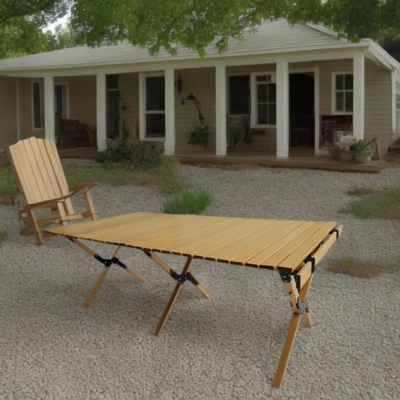 Multi-Function Wooden Foldable Portable Patio Dining Table, Naturalindoor And Outdoor Universal ,Natural