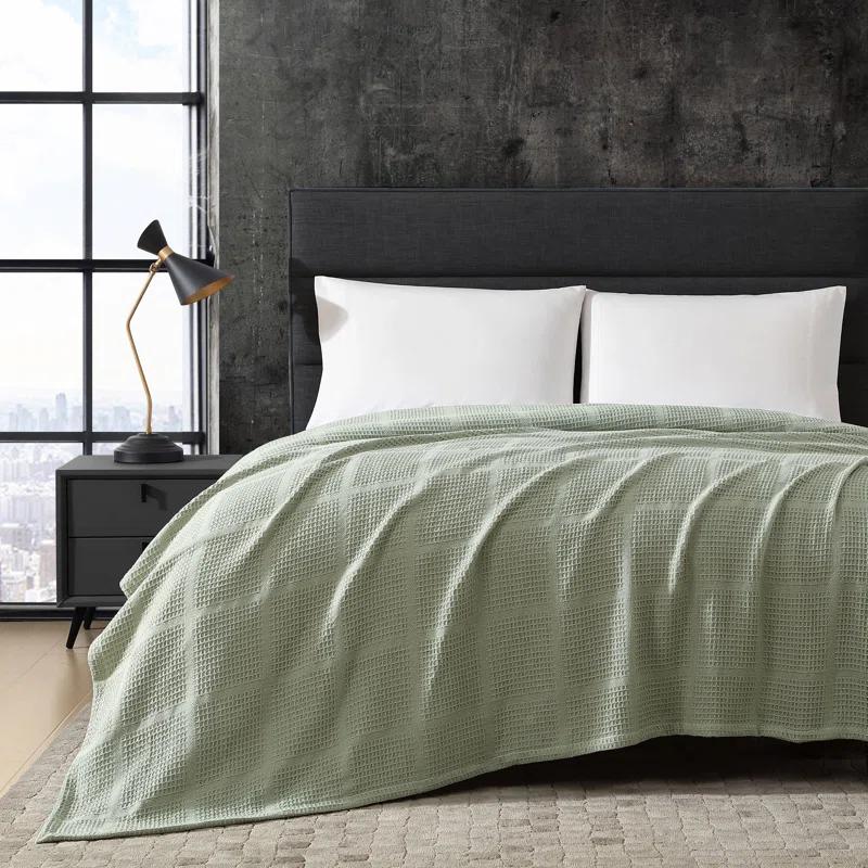Kenneth Cole Kenneth Cole Waffle Grid Solid Cotton Blanket