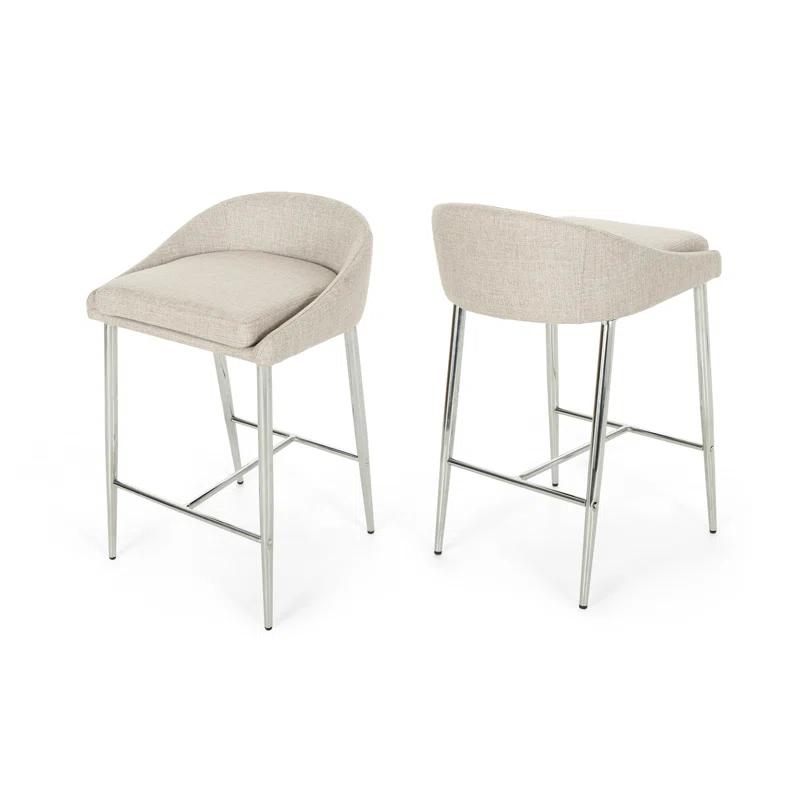Ivy Bronx Modern&Simple Design Counter Stools Set of 2 – Upholstered Seats, Chrome-Finished Base for Kitchen Island or Breakfast Nook | Wayfair