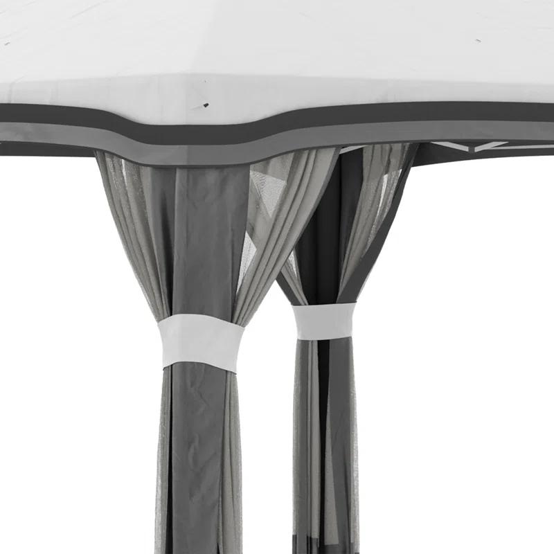 junzc Outsunny 10' X 10' Pop Up Canopy Tent With Netting, Instant Tents For Parties, Height Adjustable, With Wheeled Carry Bag And 4 Sand Bags For Outdoor, Garden, Patio