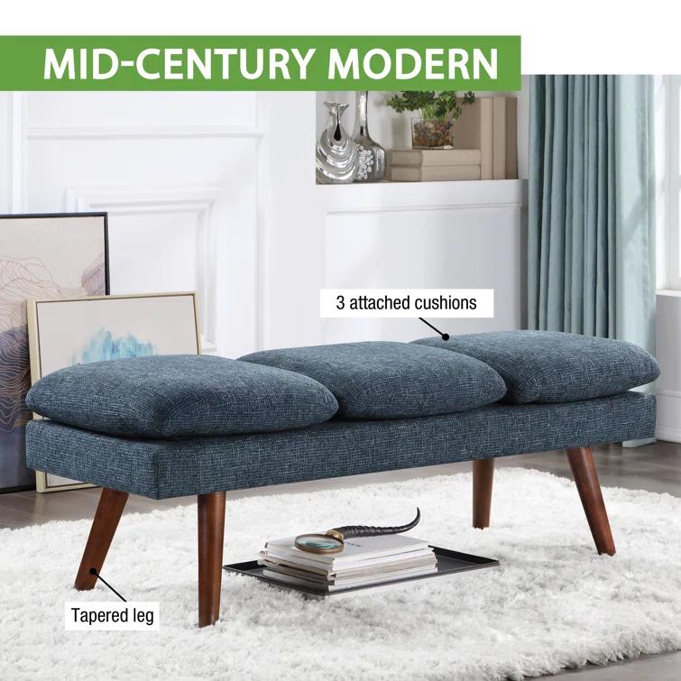 George Oliver Raynika 54" Mid-Century Bench