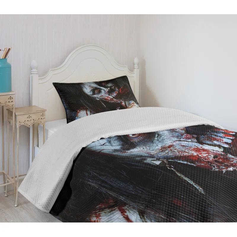 Ambesonne Ambesonne Zombie Bedspread Set Bloody Woman Theme Multicolor