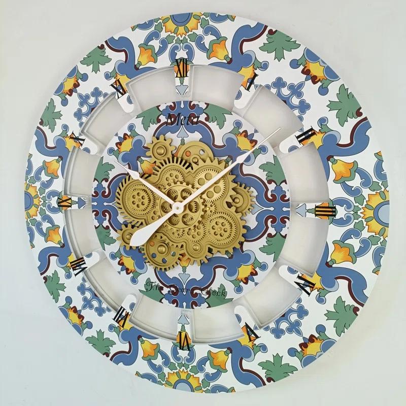 The Gears Clock Wall Clock Oversized 36" for Living Room with Real Moving Gears Italy Style