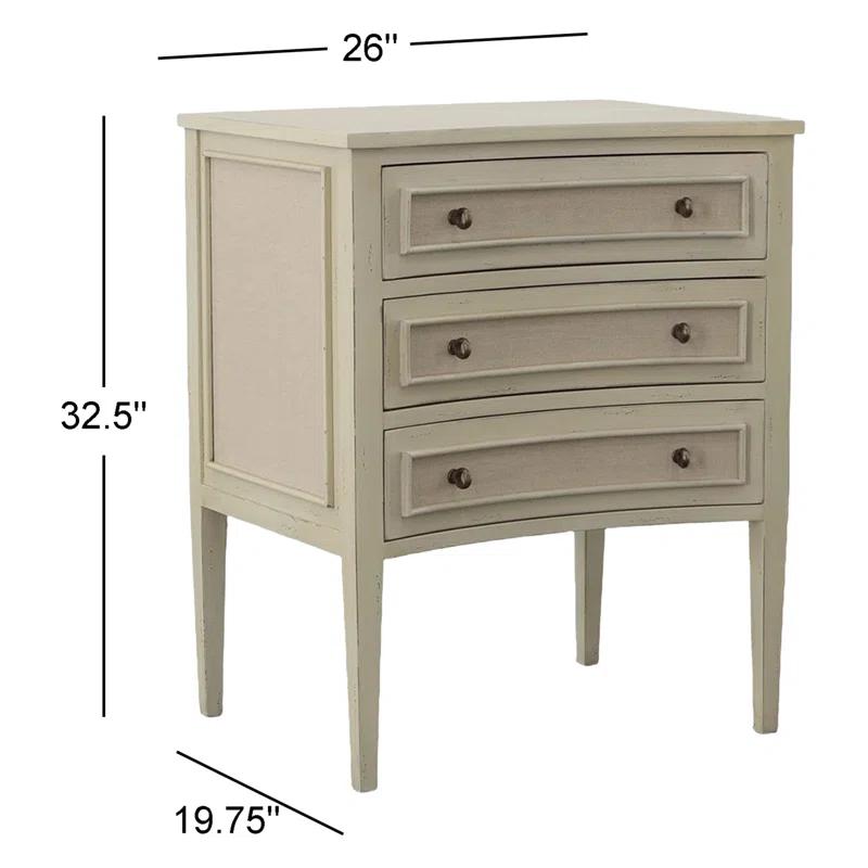 Whitley Cream Mahogany and Linen Farmhouse Accent Chest