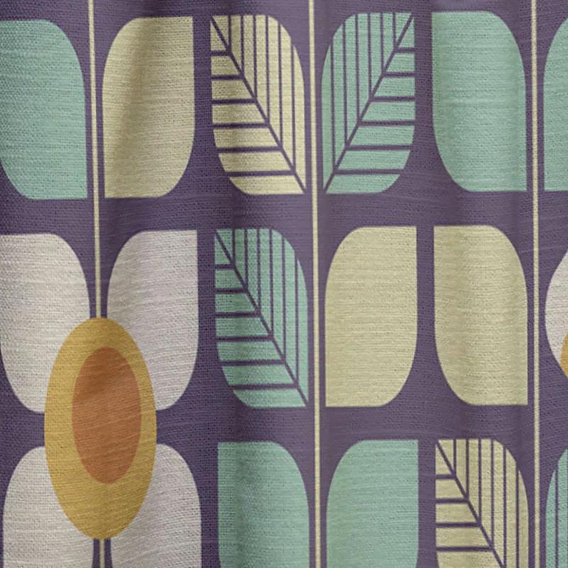 Design Art Botanical Retro Design III - Mid-Century Velvet Curtain - Room darkening - 1 panel | Wayfair