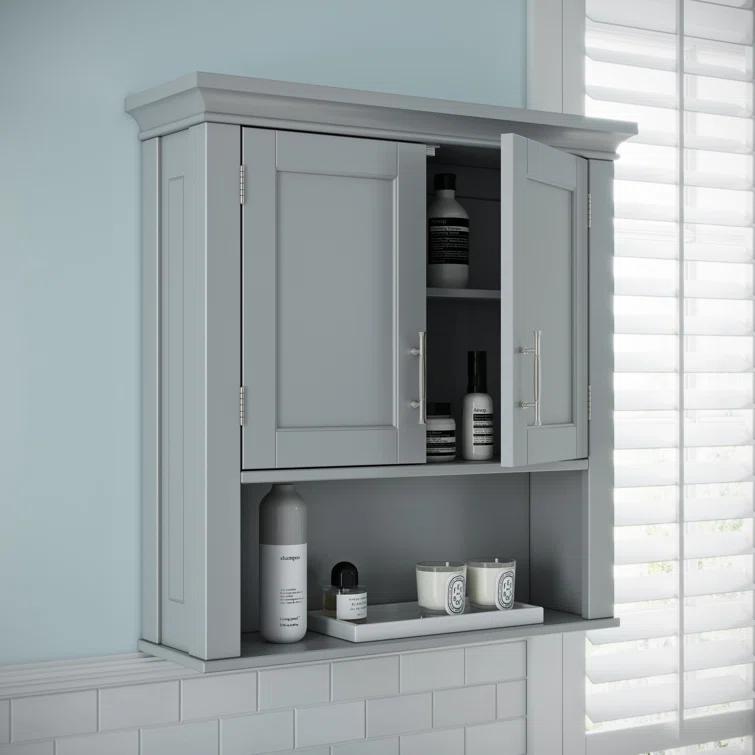 RiverRidge Home RiverRidge Somerset Two-Door Bathroom and Laundry Wall Mount Storage Medicine Cabinet with Open and Adjustable Shelf