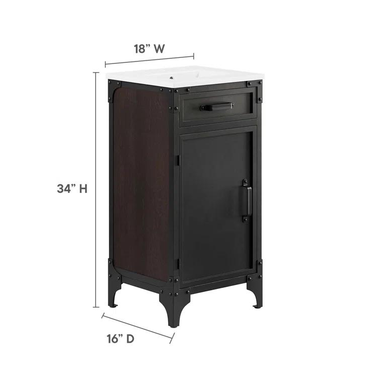 Modway Modway Steamforge 17'' Free Standing Single Bathroom Vanity with Ceramic Top