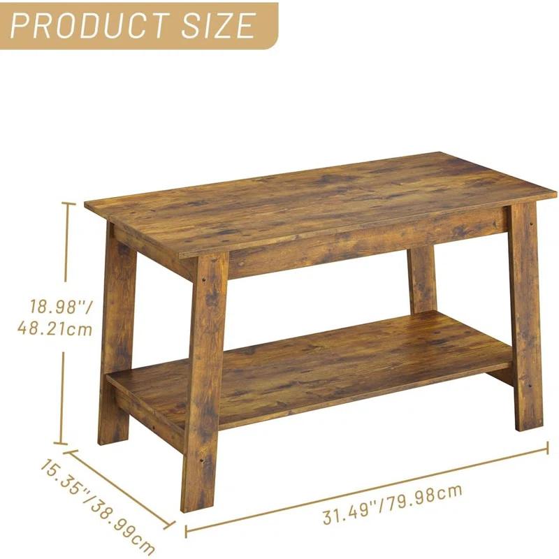 Winston Porter 2-Tier Coffee Table, Modern Farmhouse Coffee Table With Storage Shelf