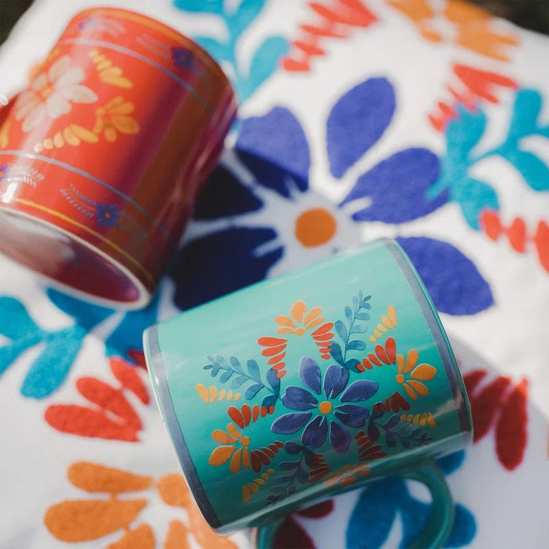 Paseo Road by HiEnd Accents Bonita Talavera Western Floral Ceramic Coffee Mug Set (Set of 4)
