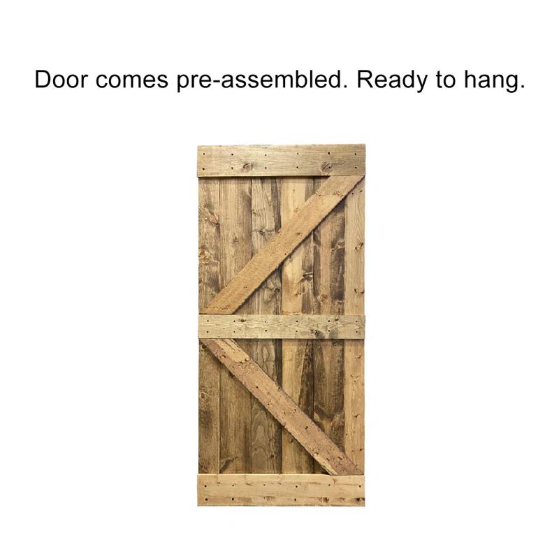 Calhome 84'' Solid Wood Paneled Painted with Installation Hardware Kit Barn Door