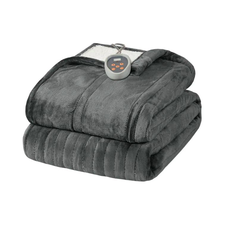 Woolrich Woolrich Heated Plush to Berber Grey Blanket Full