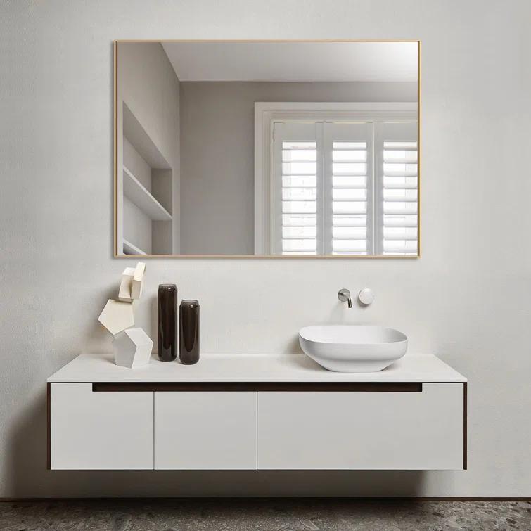 Ledel Modern & Contemporary Rectangle Bathroom Vanity Mirror Metal Framed Wall Mirror