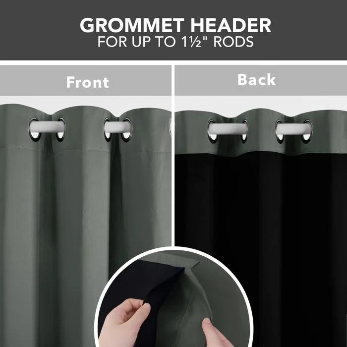 Deconovo Deconovo 100 Percent Blackout with Liner Grommet Curtain Panel Pair (Set of 2)