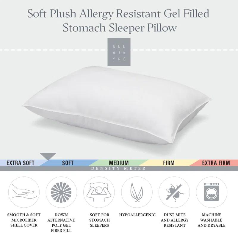 Ella Jayne Home Exquisite Hotel Soft Plush Gel Fiber Filled Allergy Resistant Stomach Sleeper Pillow (Set of 4)